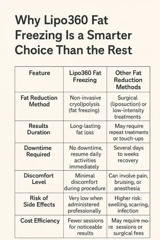 Is it possible to permanently freeze fat cells? 2 Table showing benefits of fat freezing to remove fat cells Hatfield from Lipo 360