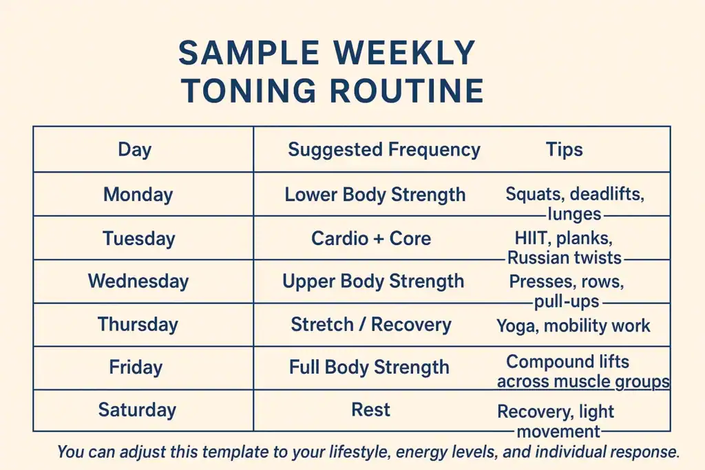 Achieving the Perfect Tone: How Often Should You Exercise for Results? 4 Weekly exercise Hatfield plan graphic
