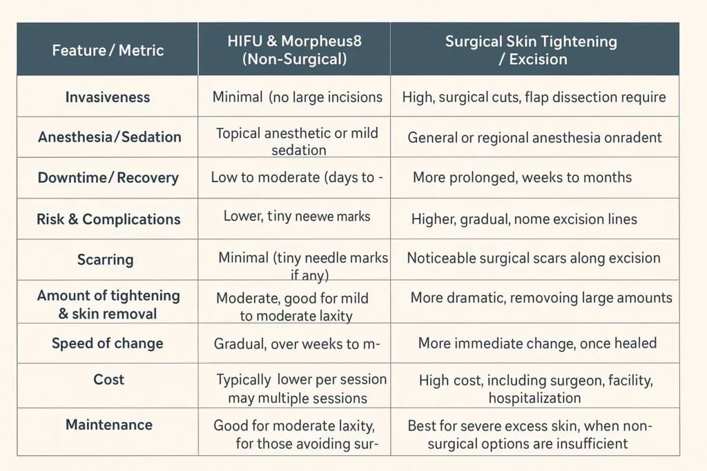 The Science of Skin Tightening 2 Table of skin tightening Hatfield benefits compared to surgical options